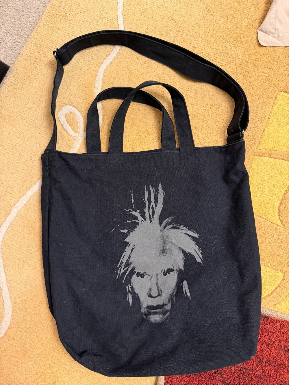 UNIQLO KAWS x Warhol Black cotton tote bag